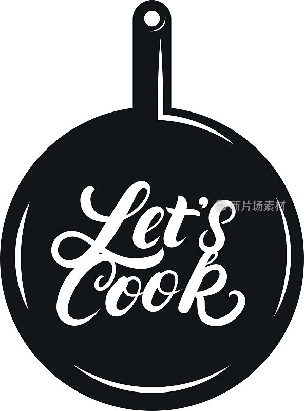 Let's Cook hand written lettering background.